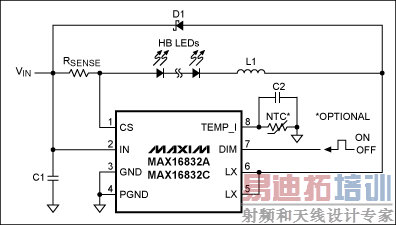 Figure 1. This application circuit is typical for the MAX16832.