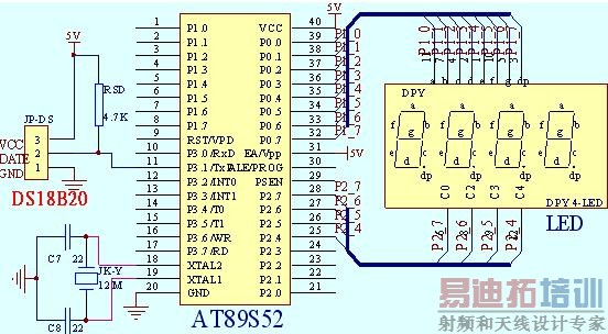 AT89S52DS18B20ɵĲϵͳԭͼ